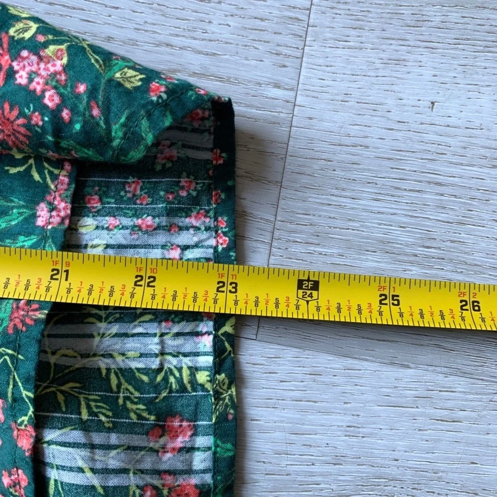 LOFT Women's Green Floral Smocked Off-Shoulder‎ Puff Sleeve Crop Top Blouse